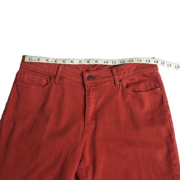 LL Bean Jeans Womens Petite 10 Red Orange Favorite Fit Crop Mid Rise Tapered Leg - Picture 10 of 13